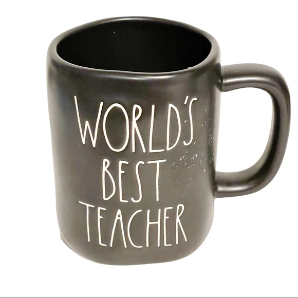 Rae Dunn Magenta Black Worlds Best Teacher Coffee Tea Mug - Picture 1 of 4